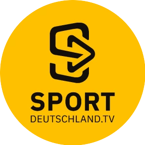 Sportdeutschland.tv Logo in Gelb und Schwarz rund